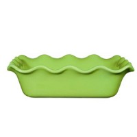 Emile Henry Square Ruffled Baker, Granny Smith Apple, 9.5" x 9.5" 