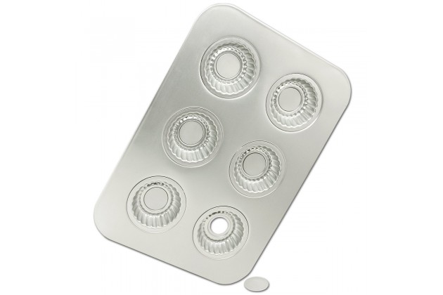 Fat Daddio's 6 Cavity Fluted Tart Pan with Removable Bottoms
